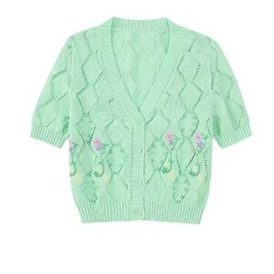 Zara Embroidered Beaded Knit Short Sleeve Cardigan size S​​
Mint Green